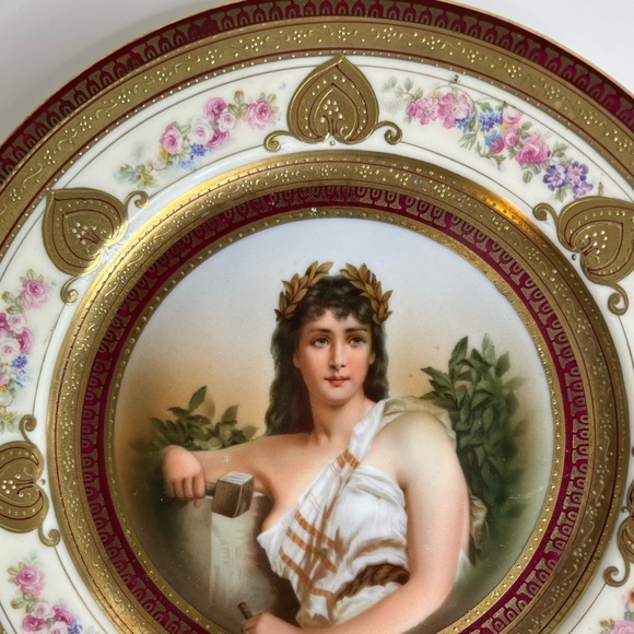 Schwarzburg Rudolstadt Neo Classical lady Portrait 24K Gold Hand Painted Plate. - Picture 2 of 4